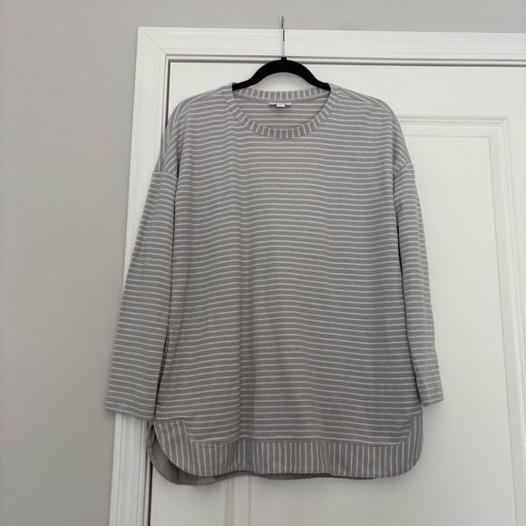 J. Jill Tops - J.Jill Women’s Gray and White Striped Long Sleeve Top